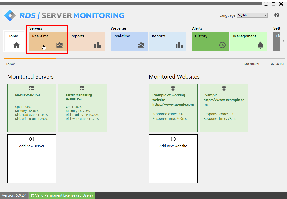 Servers Realtime Screenshot 1