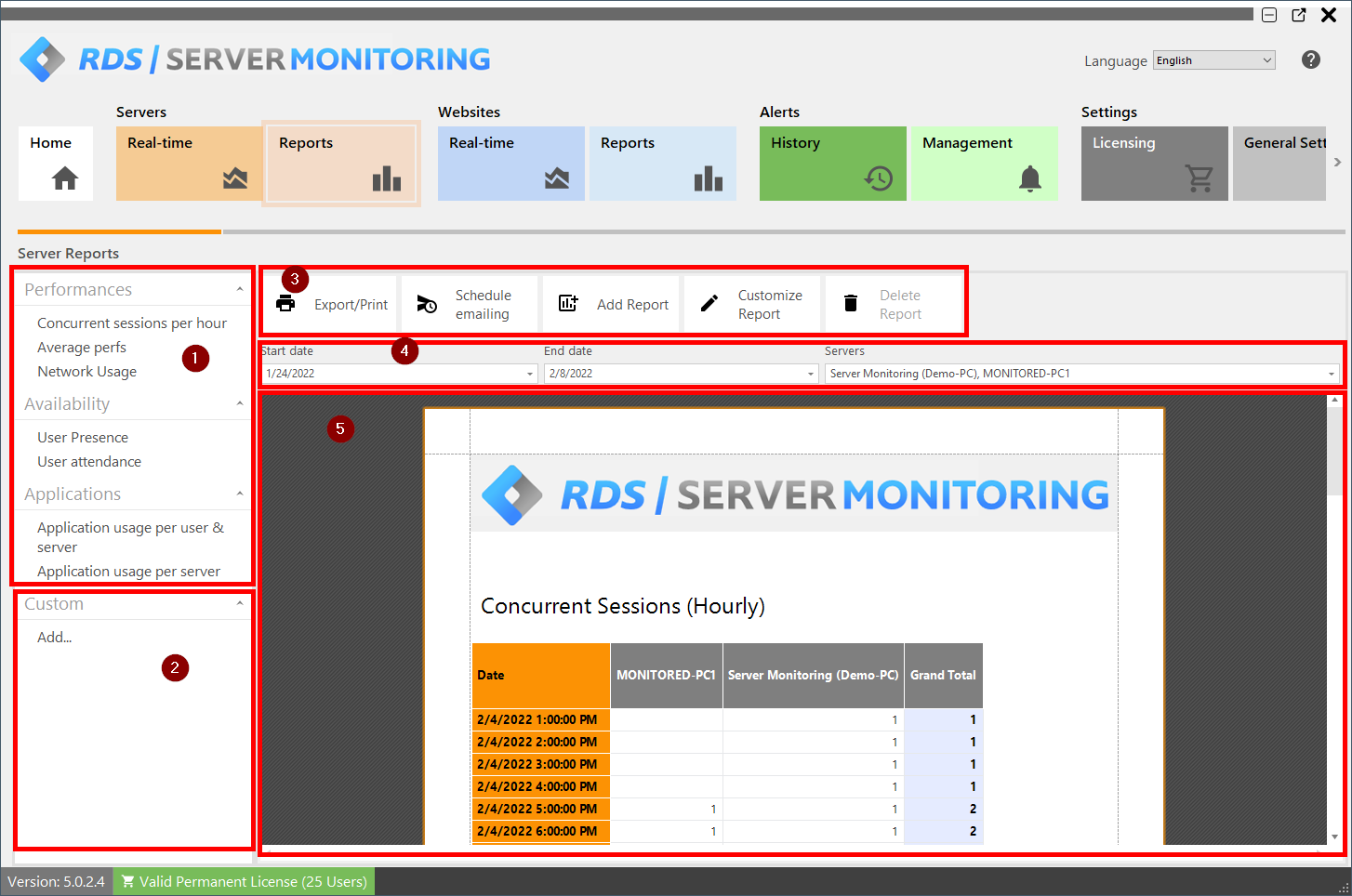 Servers Report Screenshot 2